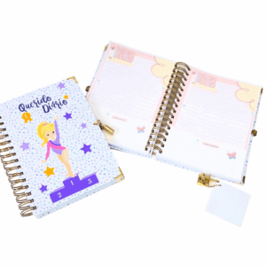 Diário com Cadeado e Caneta Pompom