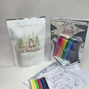 Kit de colorir com canetinhas e massinha de modelar no saquinho zip