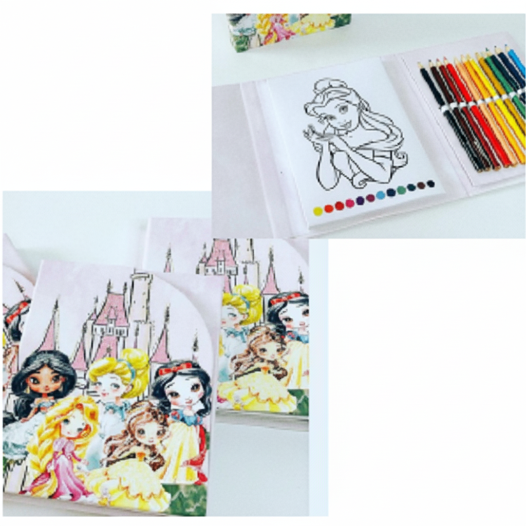 Kits de Colorir - Bloco de Colorir com 12 Lápis de Cor